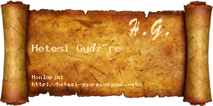 Hetesi Györe névjegykártya